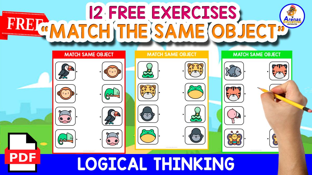 An educational teaching resource from EDITORIAL LAURA EDUCA entitled 12 FREE EXERCISES OF MATCHING ICONS |ANIMALS THEMED downloadable at Teach Simple.