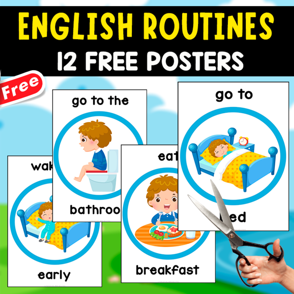 An educational teaching resource from EDITORIAL LAURA EDUCA entitled 12 FREE POSTERS OF THE ROUTINES | CLASSROOM DECOR downloadable at Teach Simple.