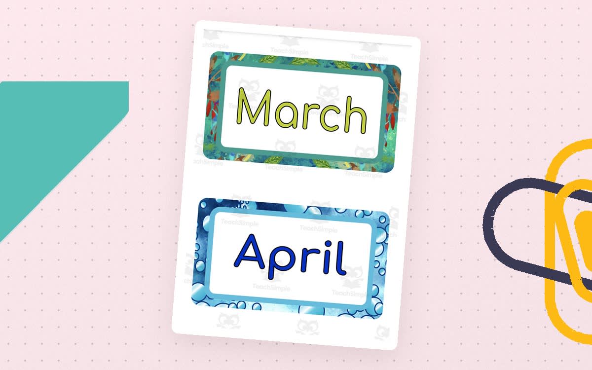 An educational teaching resource from Ezee 101 entitled 12 Months of the Year Classroom Decor downloadable at Teach Simple.