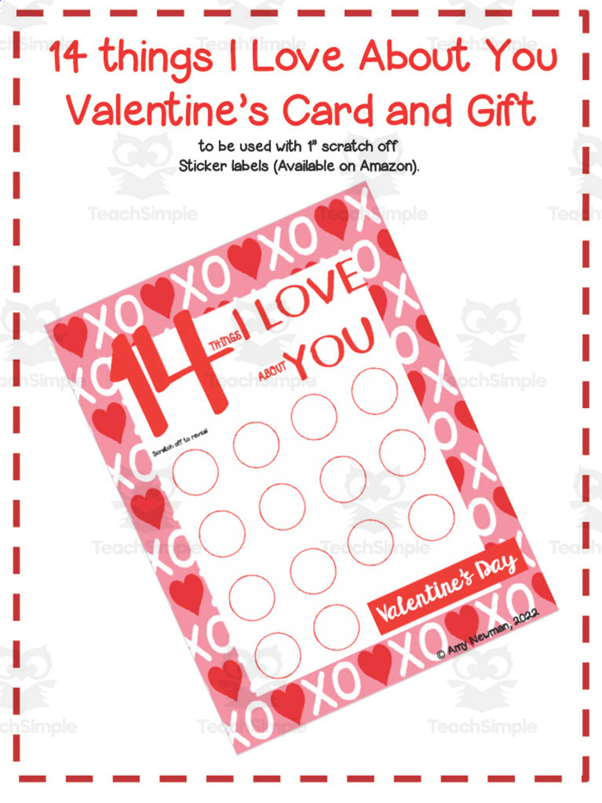 An educational teaching resource from First in Line entitled 14 things I Love About You Valentine’s Card and Gift downloadable at Teach Simple.