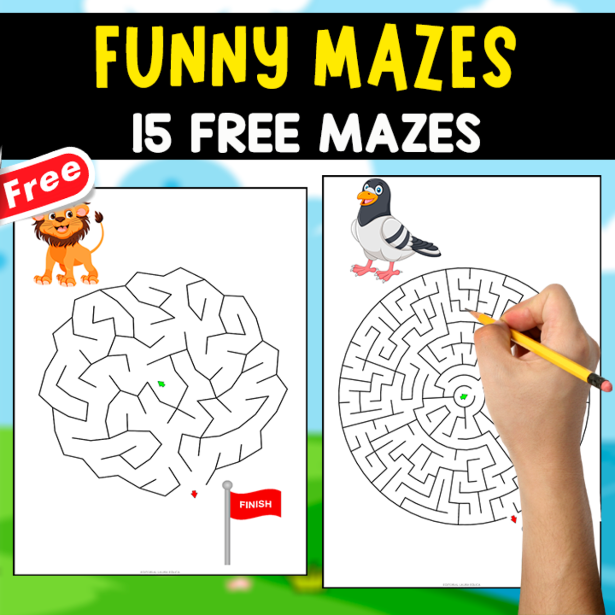 An educational teaching resource from EDITORIAL LAURA EDUCA entitled 15 FREE MAZES FOR KIDS | WORKSHEETS downloadable at Teach Simple.