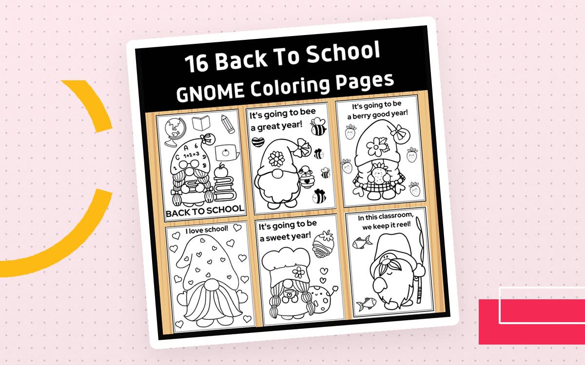 An educational teaching resource from Classy Classroom VIP entitled 16 Back to School Gnome Coloring Pages downloadable at Teach Simple.