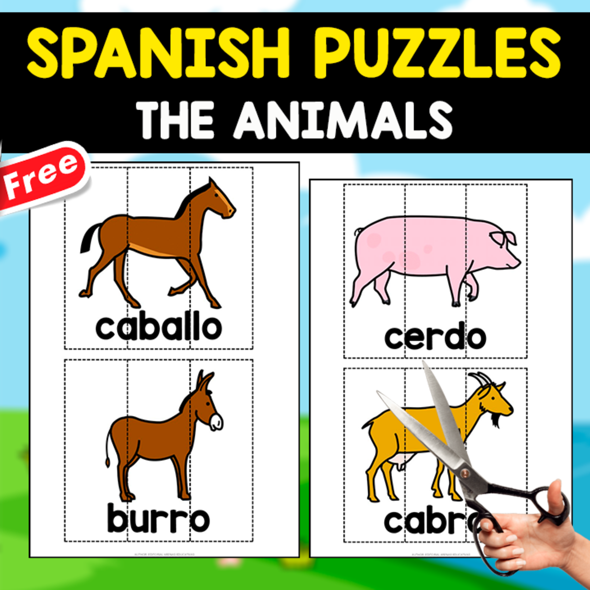 An educational teaching resource from EDITORIAL LAURA EDUCA entitled 16 FREE SPANISH PUZZLES | THE ANIMALS downloadable at Teach Simple.