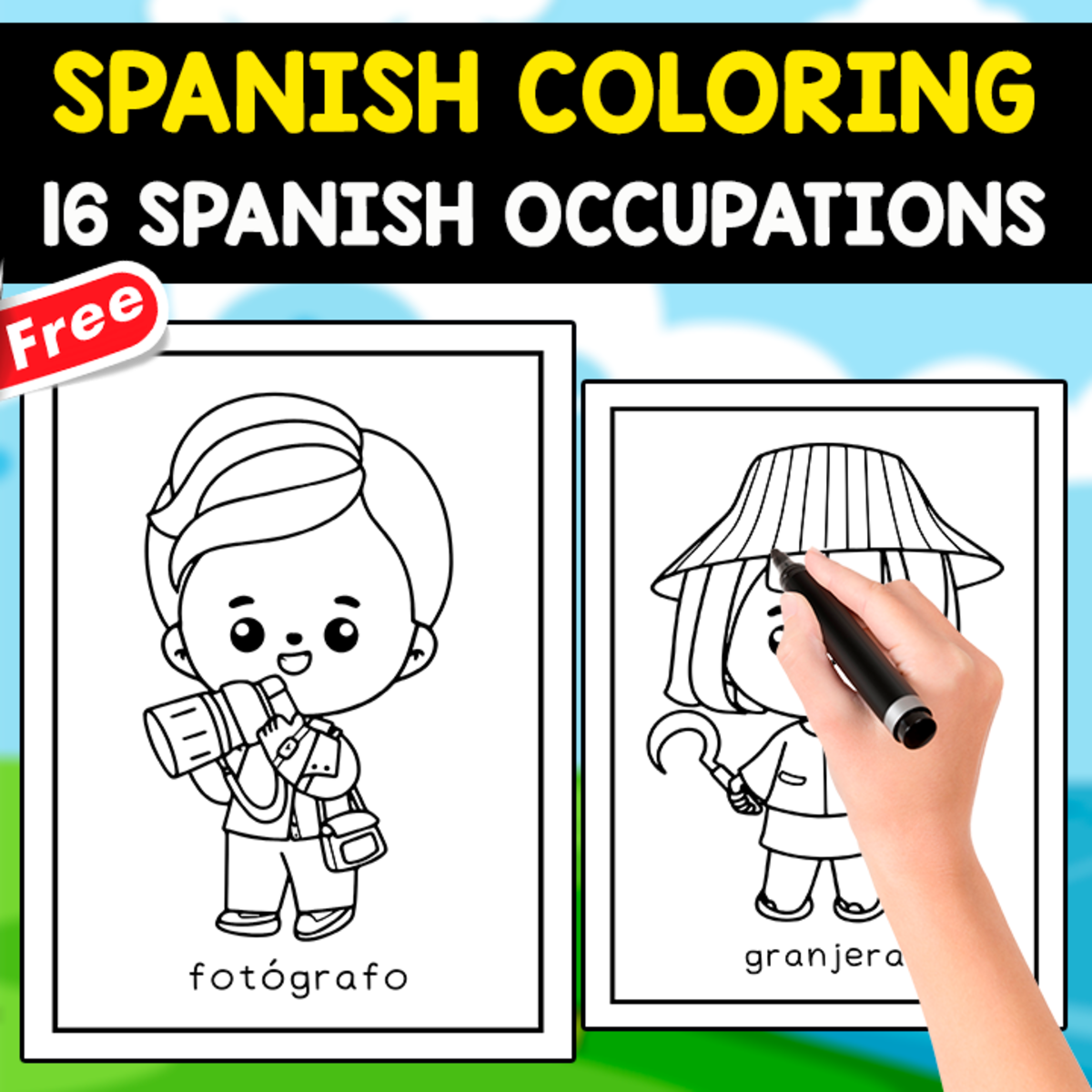 An educational teaching resource from EDITORIAL LAURA EDUCA entitled 16 SPANISH OCCUPATIONS | FREE COLORING SPANISH BOOK downloadable at Teach Simple.