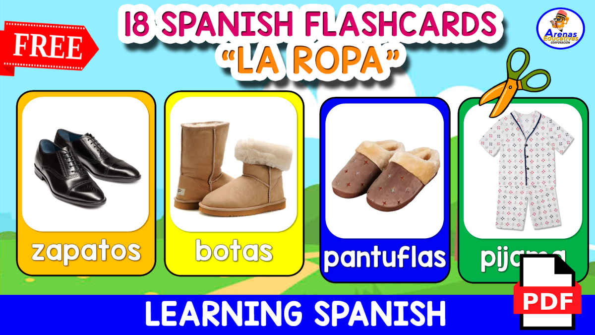 An educational teaching resource from EDITORIAL LAURA EDUCA entitled 18 SPANISH FLASHCARDS | "La ropa" downloadable at Teach Simple.