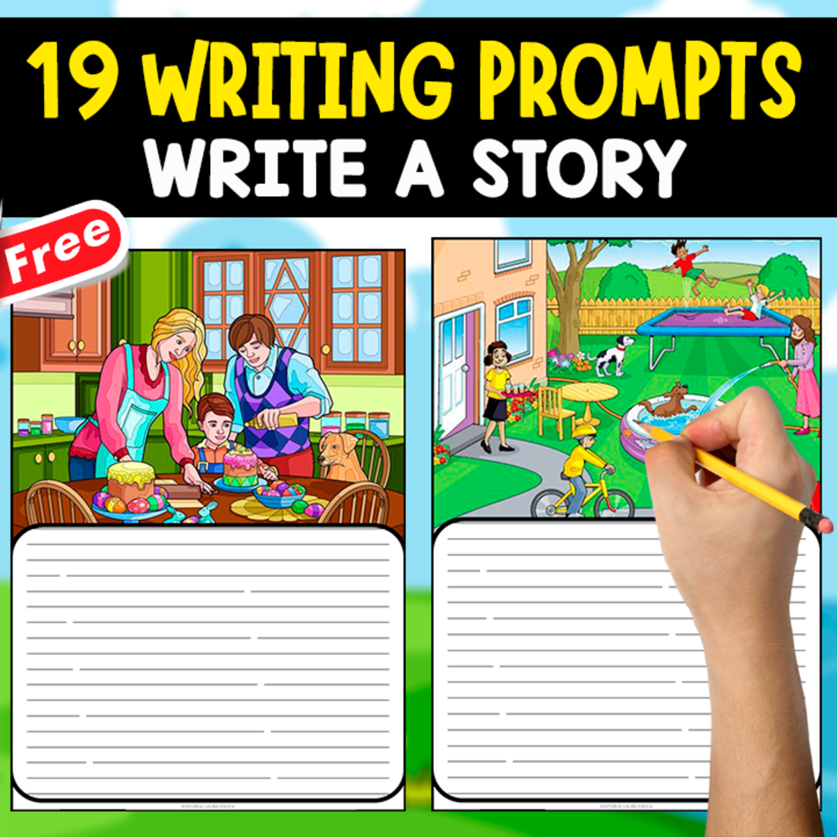 An educational teaching resource from EDITORIAL LAURA EDUCA entitled 19 WRITING PROMPTS | WRITE A CREATIVE STORY downloadable at Teach Simple.