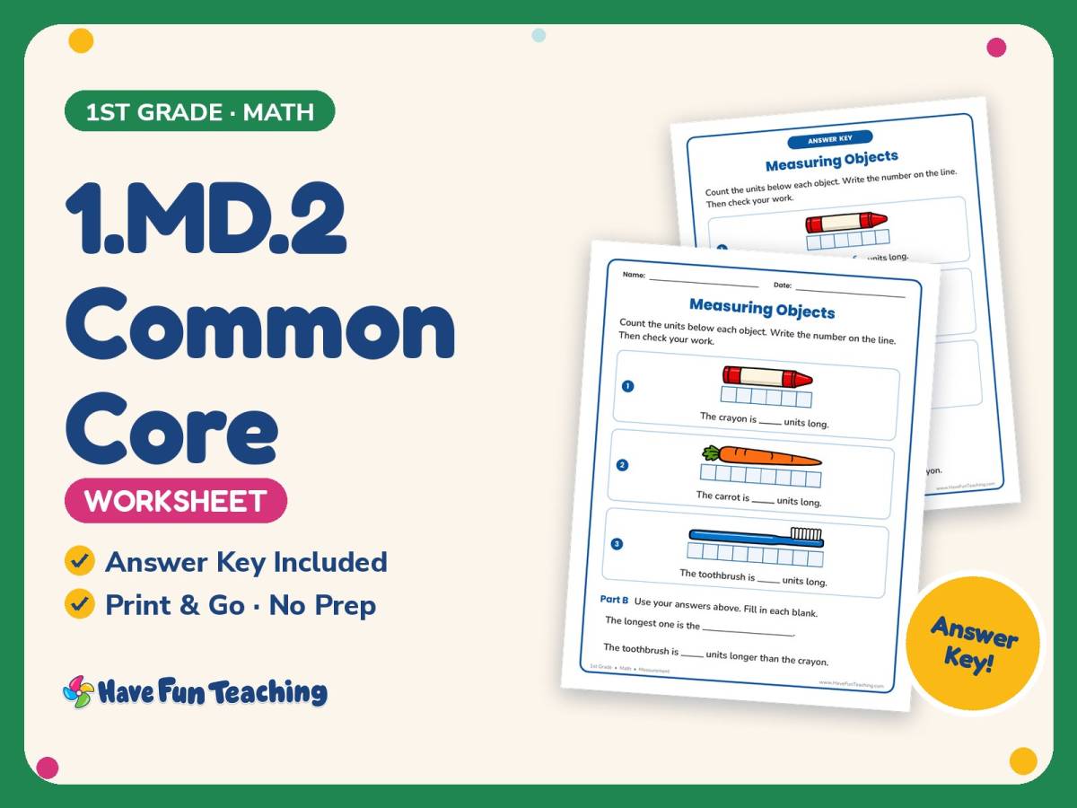 1.MD.2 Common Core Worksheet – 1st Grade Measurement Practice preview