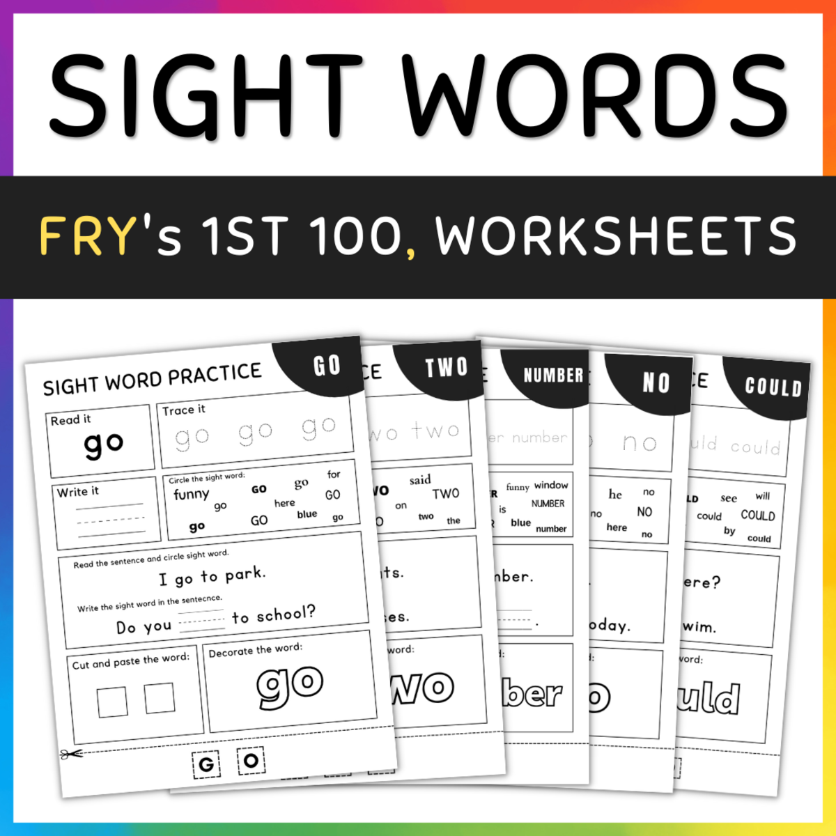 An educational teaching resource from TeacherYouWant entitled 1st 100 Fry Sight Words Worksheets & Activities, #71-80, SET 1 downloadable at Teach Simple.