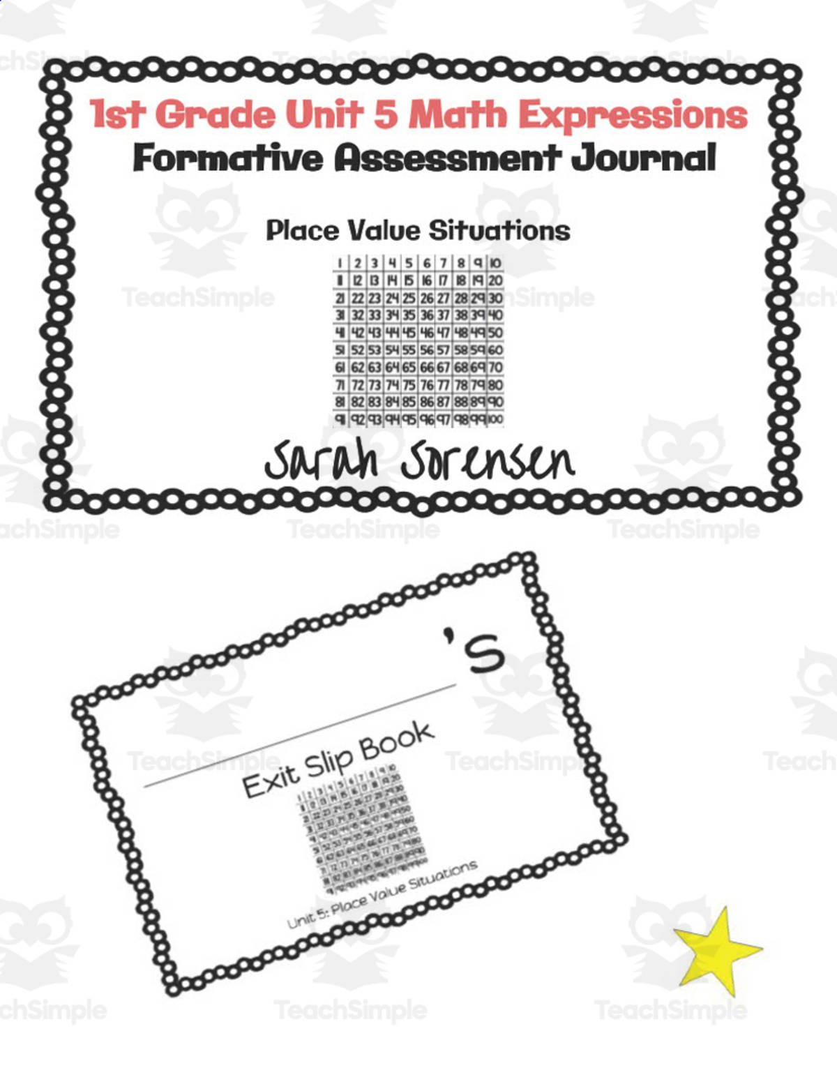 An educational teaching resource from Sarah Sorensen entitled 1st Grade Math Exit Slip Journal | Unit 5 Math Expressions downloadable at Teach Simple.