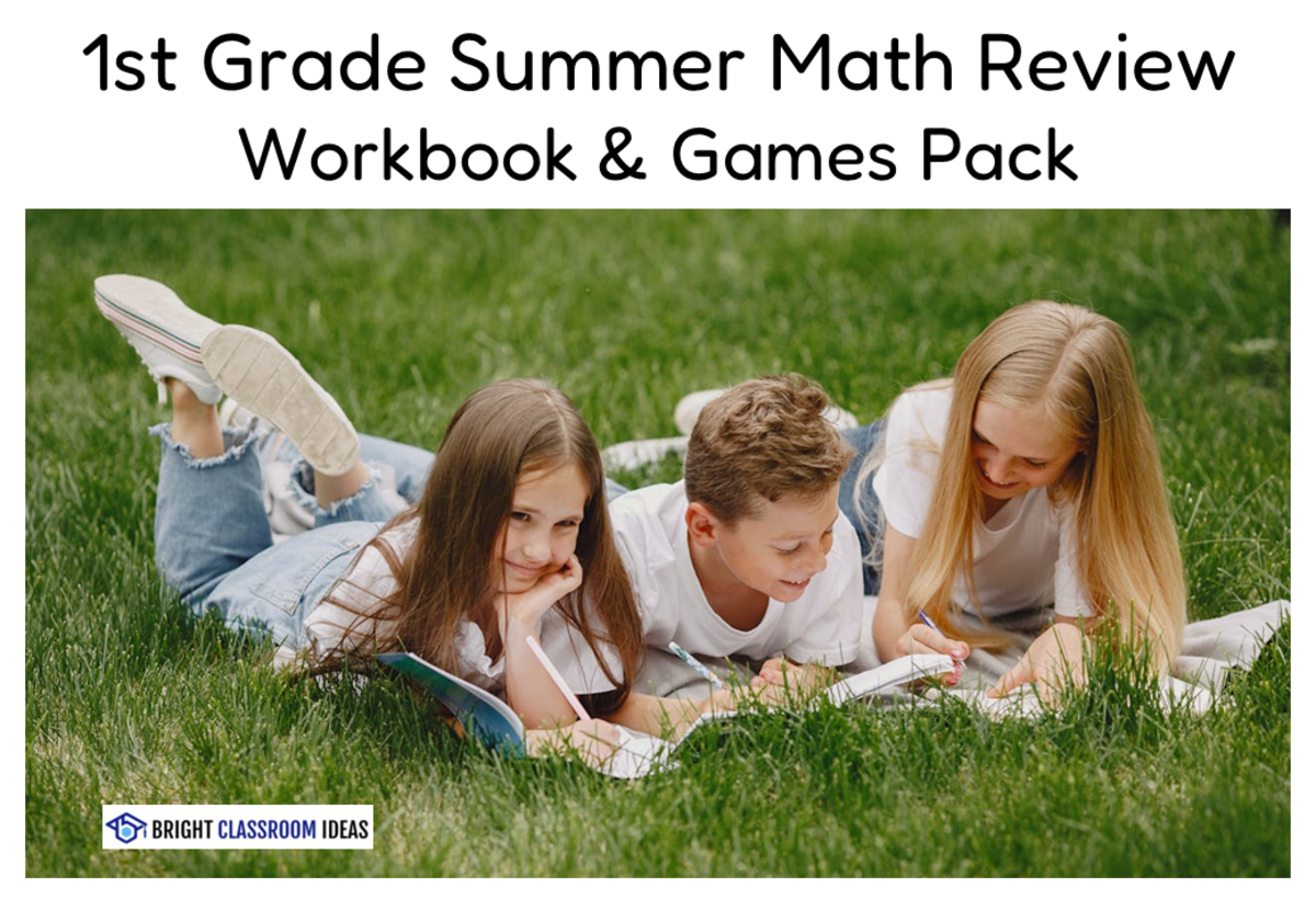 An educational teaching resource from Bright Classroom Ideas Marketplace entitled 1st Grade Summer Math Review Workbook & Games Pack downloadable at Teach Simple.