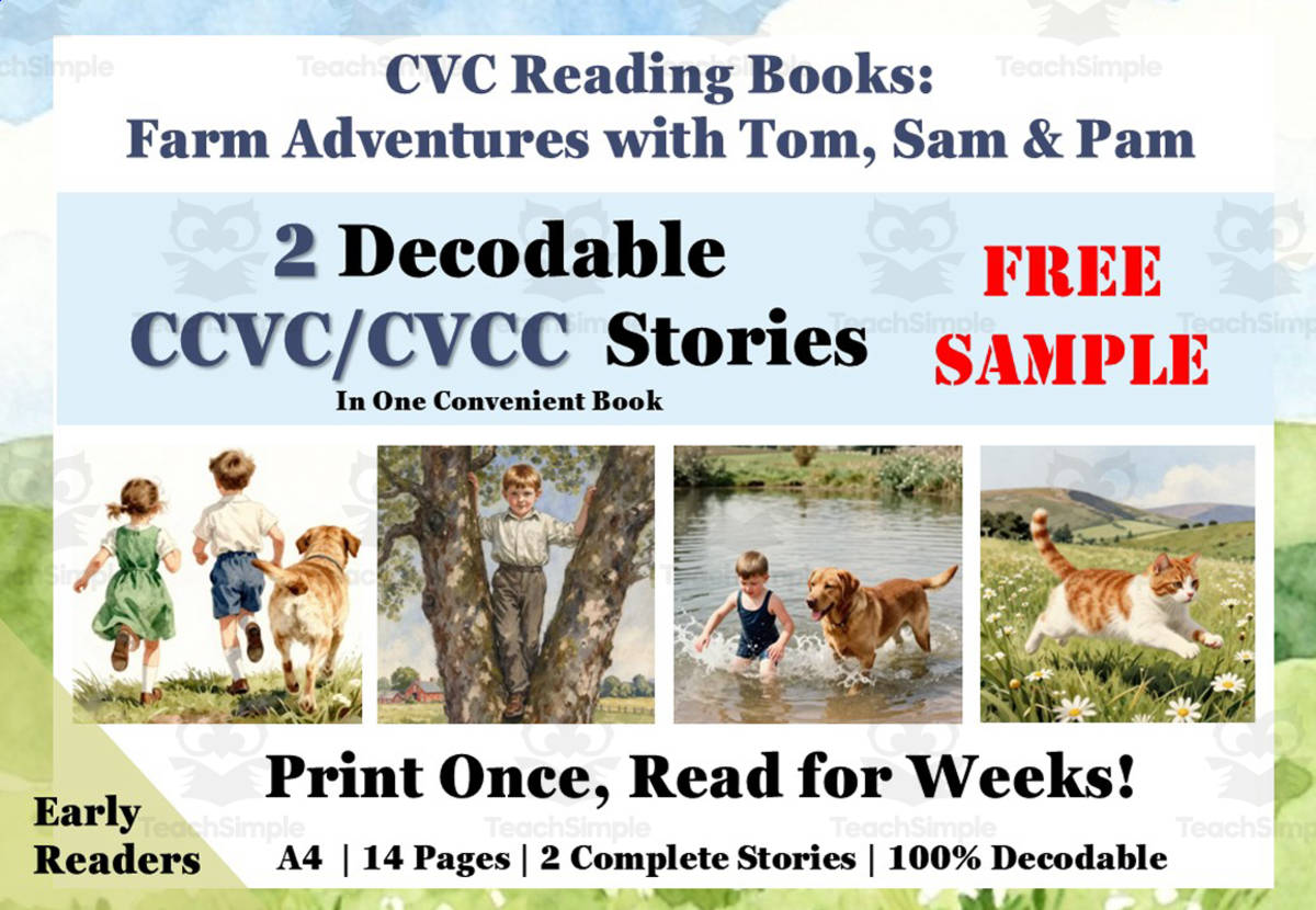 An educational teaching resource from Lilibette's Resources entitled 2 Decodable Readers | CCVC CVCC Words | Science of Reading: SAMPLE downloadable at Teach Simple.