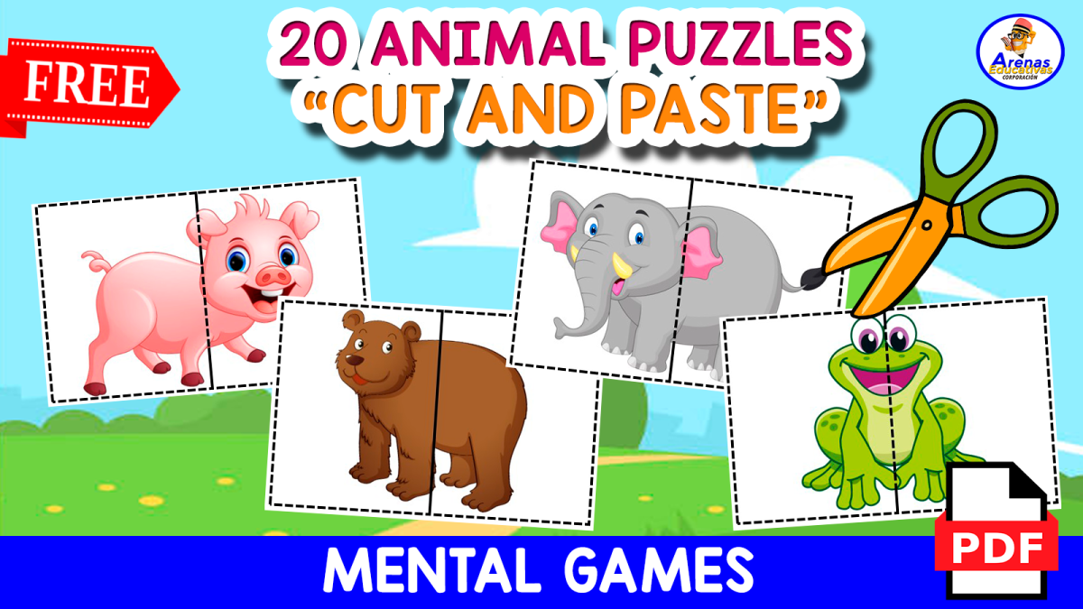 An educational teaching resource from EDITORIAL LAURA EDUCA entitled 20 ANIMAL PUZZLES | Brain Games downloadable at Teach Simple.