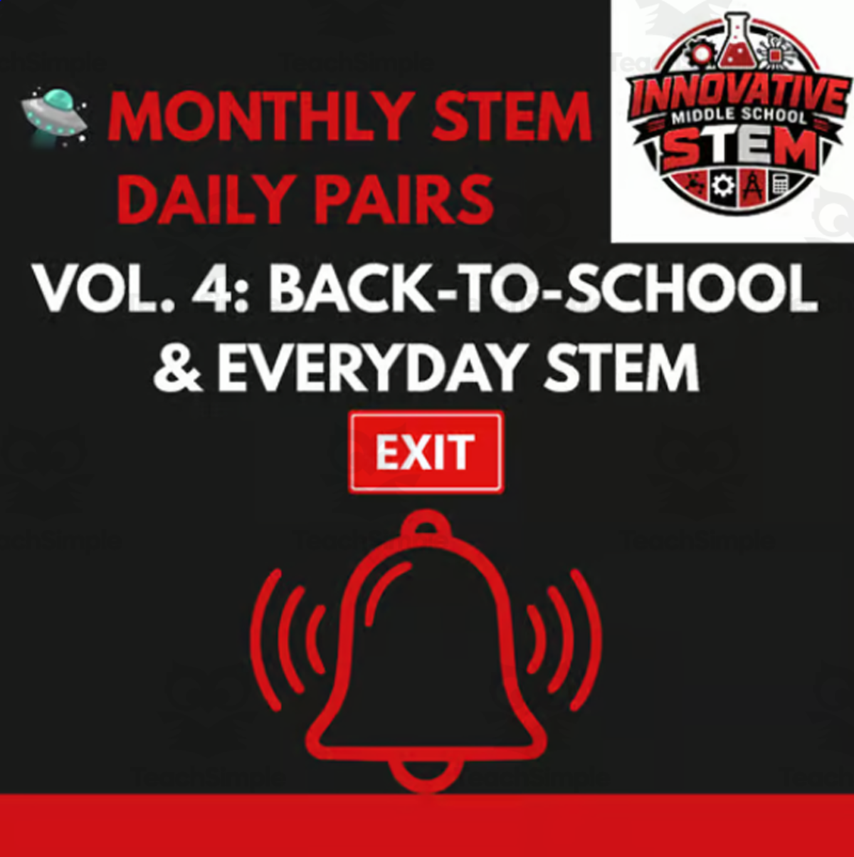 An educational teaching resource from Innovative Middle School STEM entitled 20-Day STEM Bell Ringers: Back-to-School & Everyday STEM (Vol. 4) downloadable at Teach Simple.