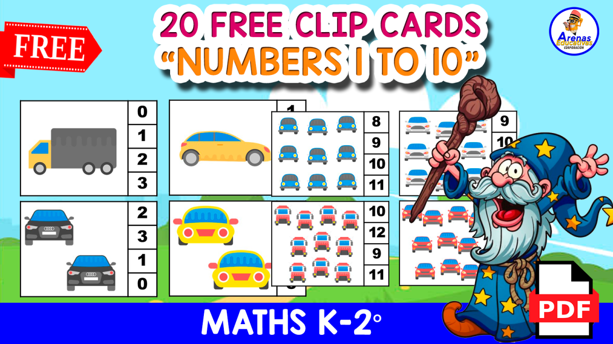 An educational teaching resource from EDITORIAL LAURA EDUCA entitled 20 FANTASTIC CLIP CARDS | Counting 1 to 10 downloadable at Teach Simple.