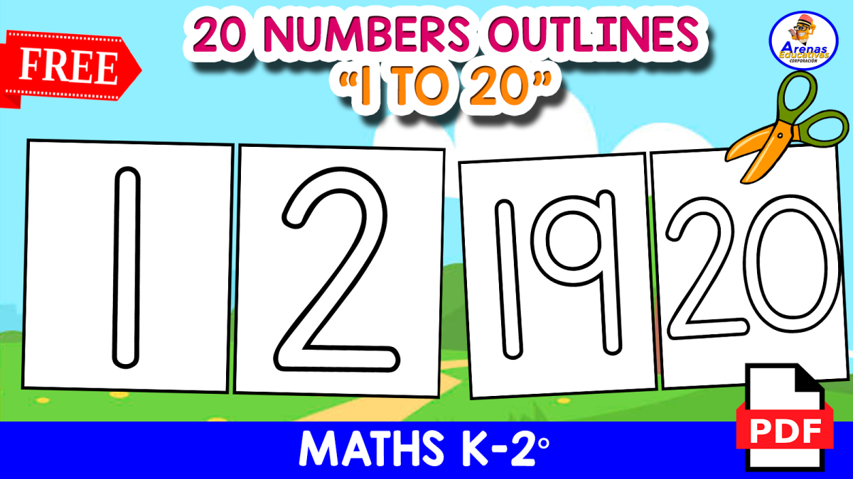 An educational teaching resource from EDITORIAL LAURA EDUCA entitled 20 FLASHCARDS | Numbers Outilines downloadable at Teach Simple.