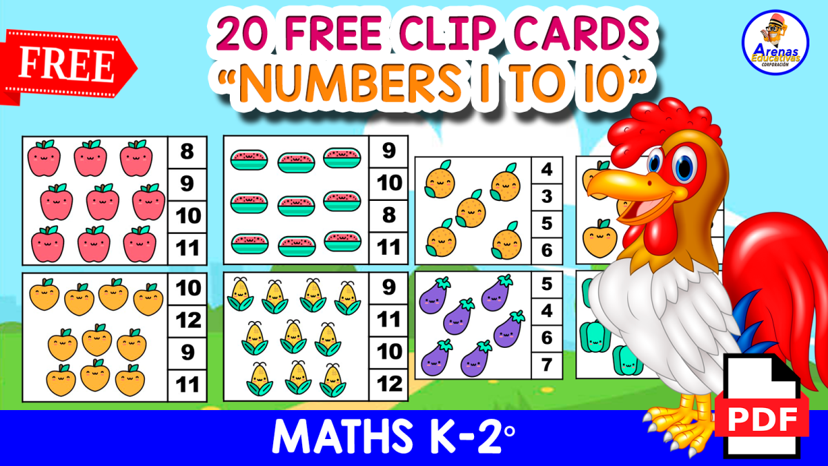 An educational teaching resource from EDITORIAL LAURA EDUCA entitled 20 FREE COUNTING CARDS | NUMBERS 1 TO 10 with FOOD downloadable at Teach Simple.