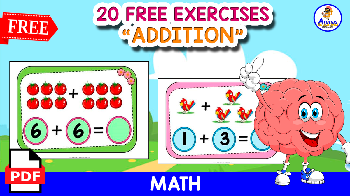 An educational teaching resource from EDITORIAL LAURA EDUCA entitled 20 FREE EXERCISES | ADDITION WITH IMAGES downloadable at Teach Simple.