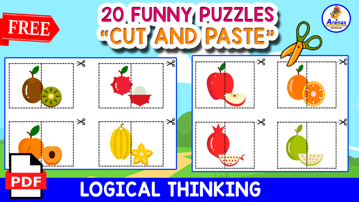 An educational teaching resource from EDITORIAL LAURA EDUCA entitled 20 FREE PUZZLES OF FRUITS | FOR KIDS KG THEMED downloadable at Teach Simple.