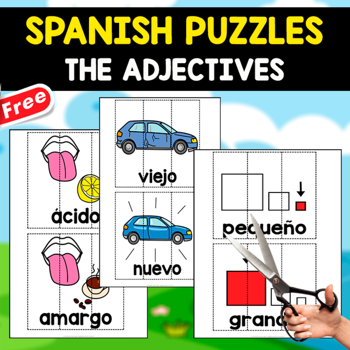 An educational teaching resource from EDITORIAL LAURA EDUCA entitled 20 FREE PUZZLES OF THE ADJECTIVES | Spanish Resource downloadable at Teach Simple.