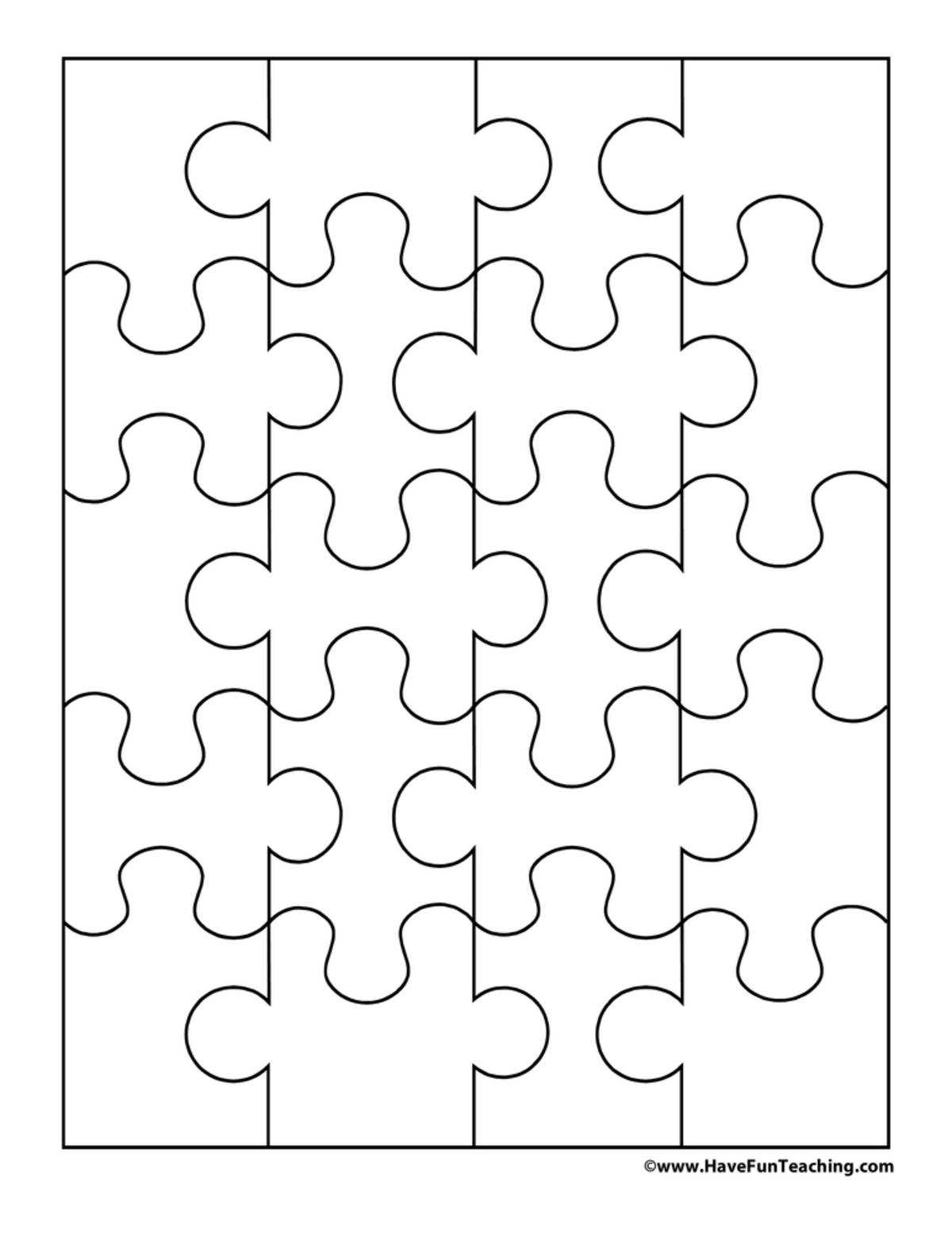 An educational teaching resource from Have Fun Teaching entitled 20 Pieces Blank Puzzle downloadable at Teach Simple.
