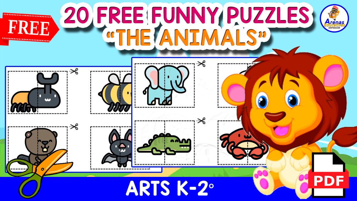An educational teaching resource from EDITORIAL LAURA EDUCA entitled 20 PUZZLES OF ANIMALS for kids | Free Resource downloadable at Teach Simple.