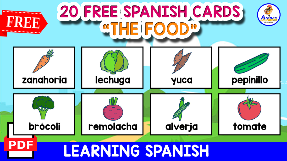 An educational teaching resource from EDITORIAL LAURA EDUCA entitled 20 SPANISH FLASHCARDS | Food downloadable at Teach Simple.