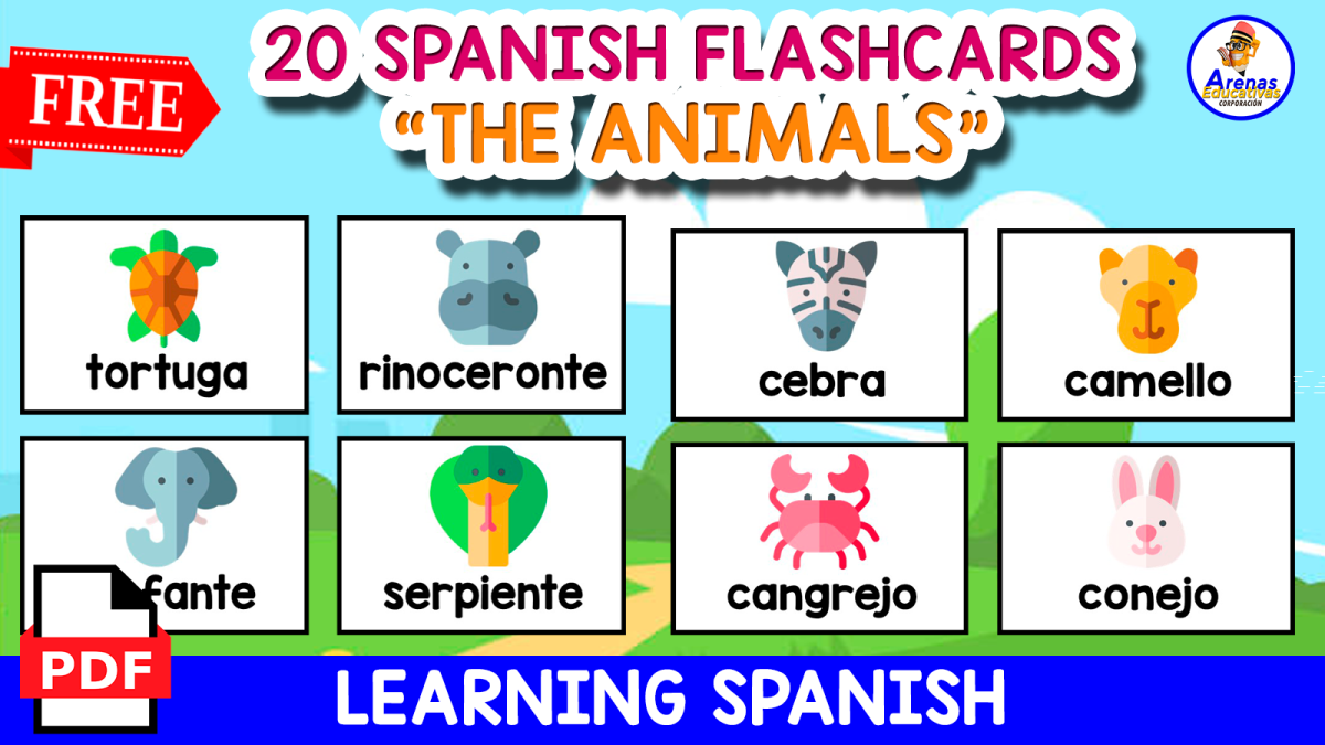 An educational teaching resource from EDITORIAL LAURA EDUCA entitled 20 SPANISH FLASHCARDS FOR KIDS | Animals Themed downloadable at Teach Simple.