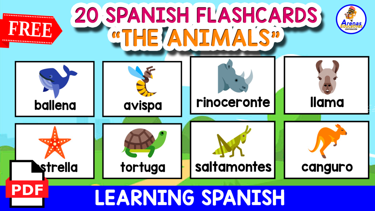 An educational teaching resource from EDITORIAL LAURA EDUCA entitled 20 SPANISH FLASHCARDS OF ANIMALS | FREE RESOURCE FOR KIDS downloadable at Teach Simple.