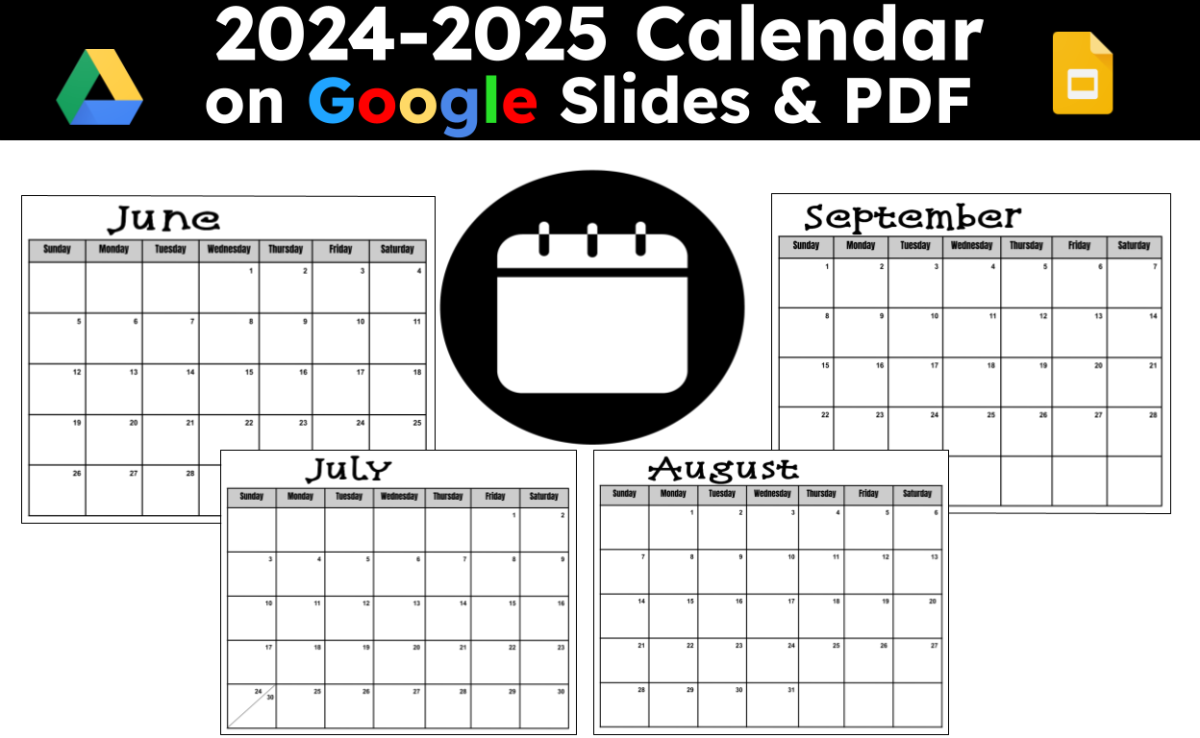 An educational teaching resource from CraftEdPrints entitled 2024-2025 Calendar on Google Slides or PDF downloadable at Teach Simple.