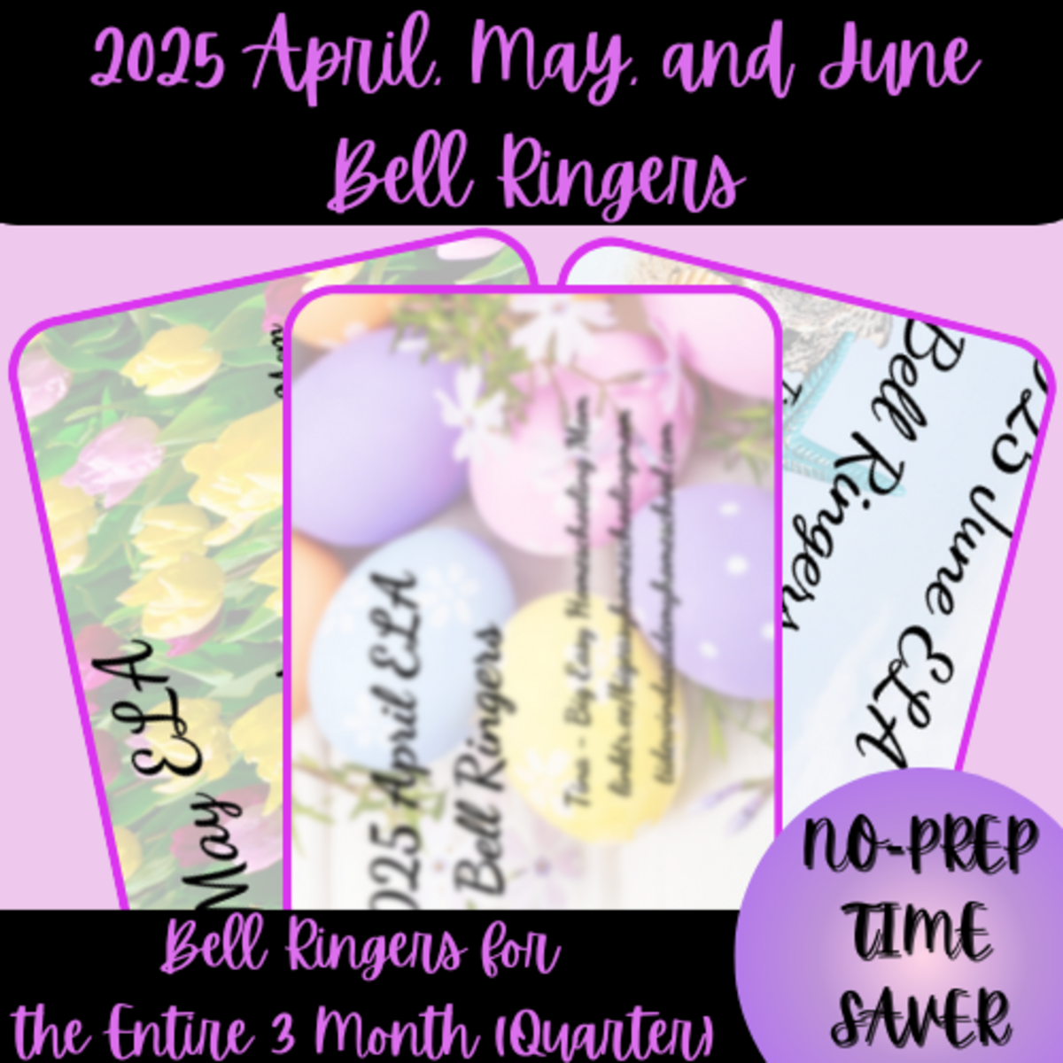 An educational teaching resource from Homeschool with Big Easy Homeschooling Mom entitled 2025 April, May, and June ELA Bell Ringers (Quarter) downloadable at Teach Simple.