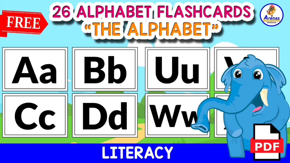 An educational teaching resource from EDITORIAL LAURA EDUCA entitled 26 ALPHABET FLASHCARDS | A TO Z FOR KIDS THEMED downloadable at Teach Simple.