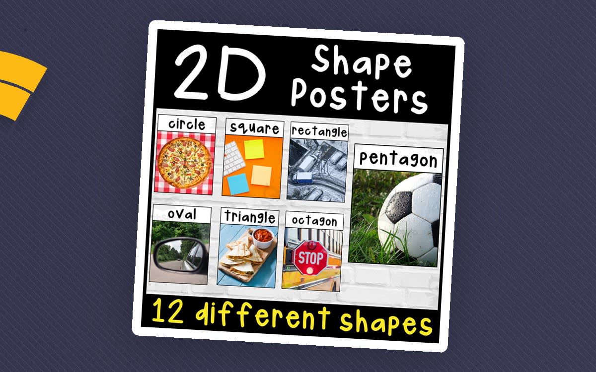 An educational teaching resource from Primary 206 Mix entitled 2D flat shape posters downloadable at Teach Simple.