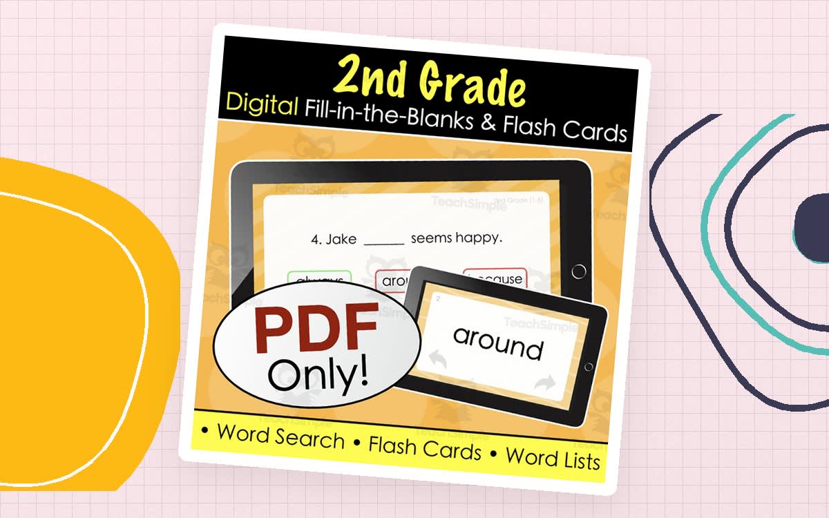 An educational teaching resource from Tom's Talk entitled 2nd Grade Dolch Sight Words - Digital Fill-in-the-Blanks Quiz, Flashcards + List downloadable at Teach Simple.