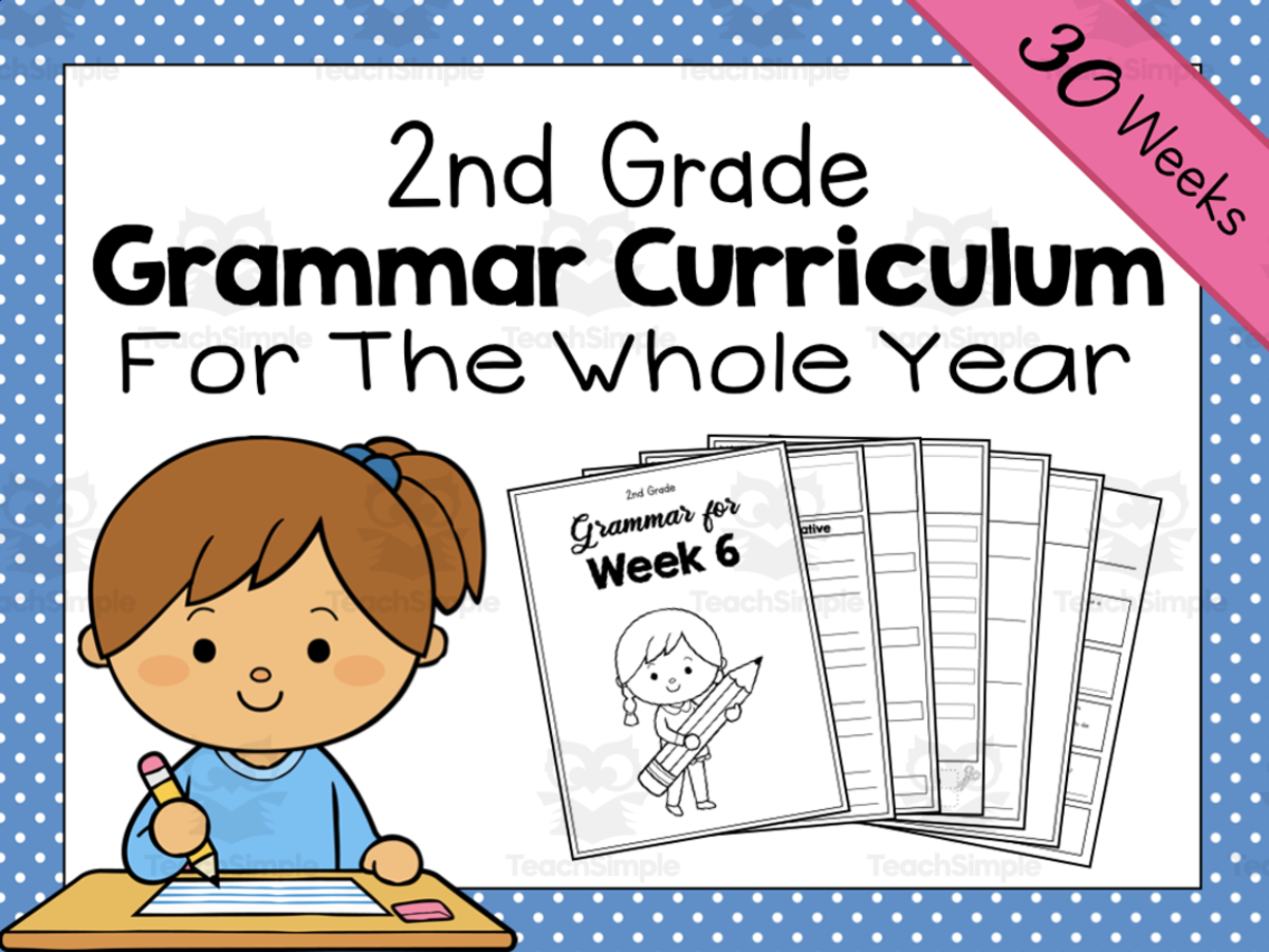 An educational teaching resource from Simply Schoolgirl entitled 2nd Grade Grammar Curriculum | Second Grade Year-Long Grammar Curricul downloadable at Teach Simple.