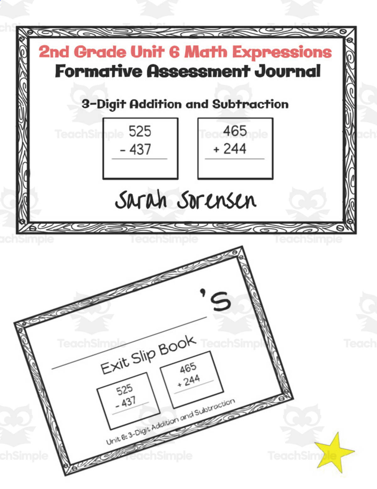 An educational teaching resource from Sarah Sorensen entitled 2nd Grade Math Exit Slip Journal | Unit 6 Math Expressions downloadable at Teach Simple.