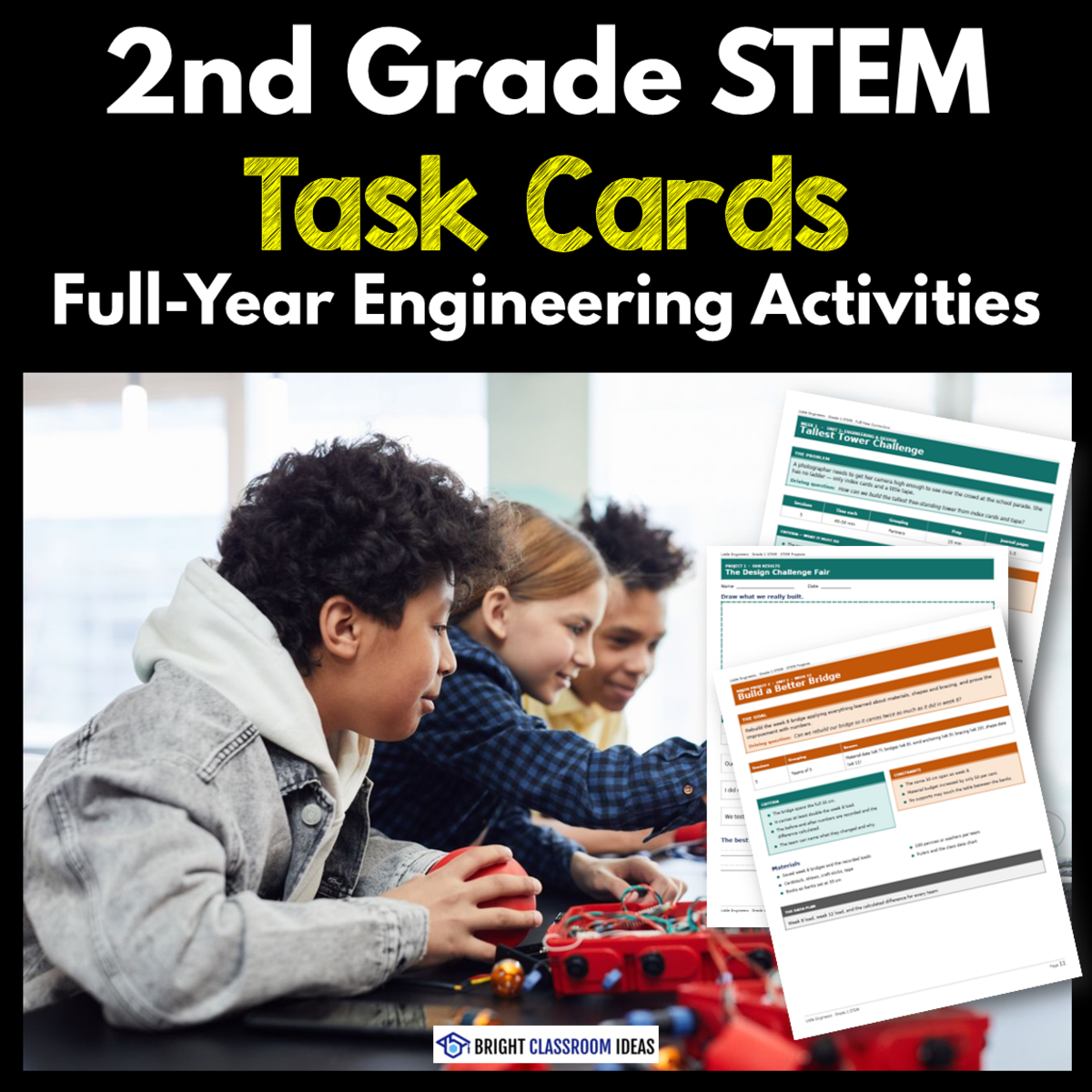 2nd Grade STEM Task Cards | Full-Year Engineering Activities preview