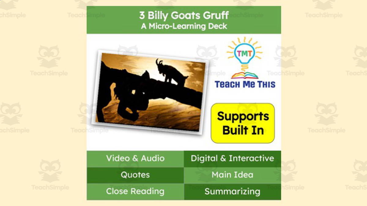 An educational teaching resource from Teach Me This entitled 3 Billy Goats Gruff | Book Companion Activities | Digital Book Study downloadable at Teach Simple.