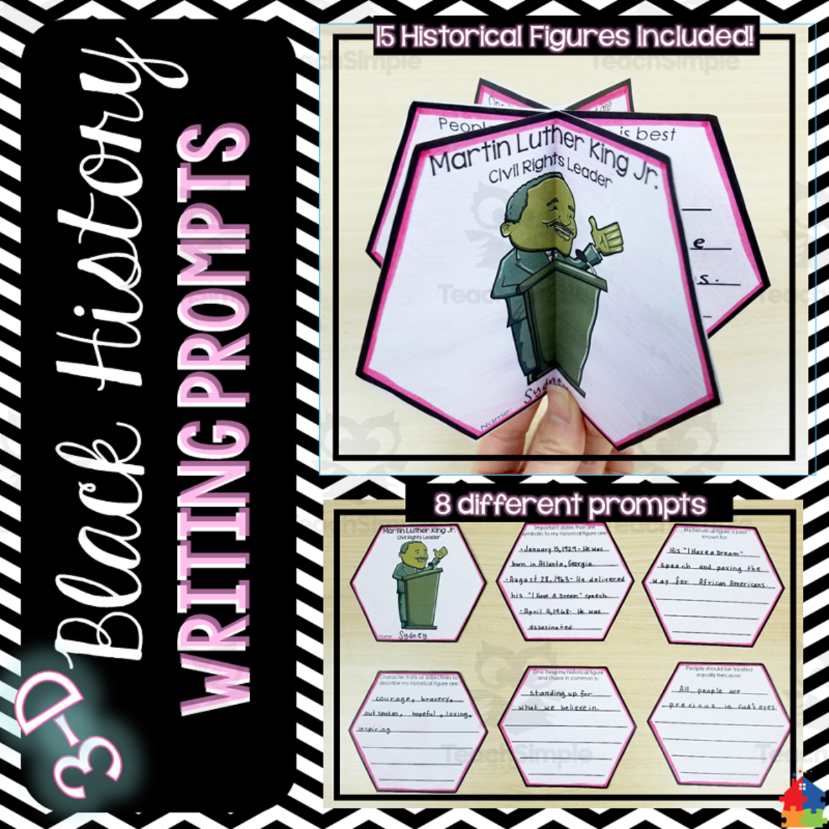 An educational teaching resource from Teachers R Us Homeschool entitled 3D Black History Ornaments w/ Writing Prompts downloadable at Teach Simple.