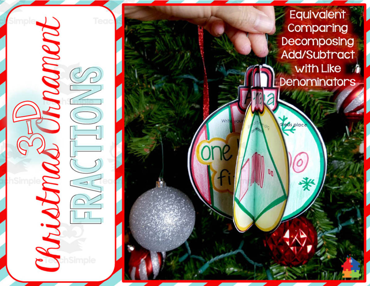An educational teaching resource from Teachers R Us Homeschool entitled 3D Christmas Ornament | Fractions Craft downloadable at Teach Simple.