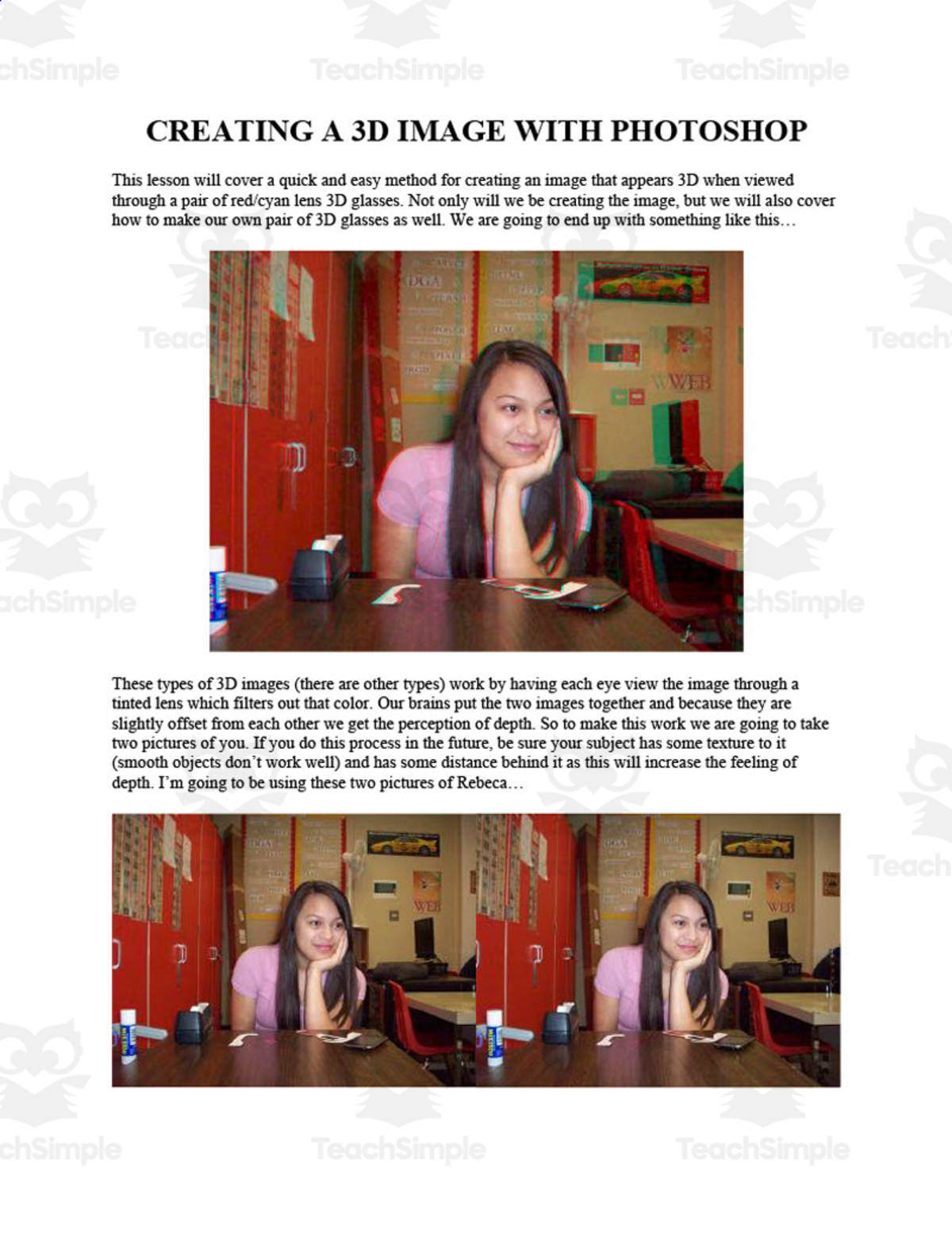 An educational teaching resource from OK Products entitled 3D Image Photoshop Activity downloadable at Teach Simple.