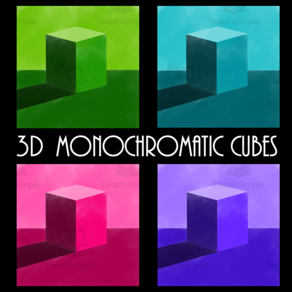 An educational teaching resource from The Art Ninja entitled 3D Monochromatic Cubes downloadable at Teach Simple.