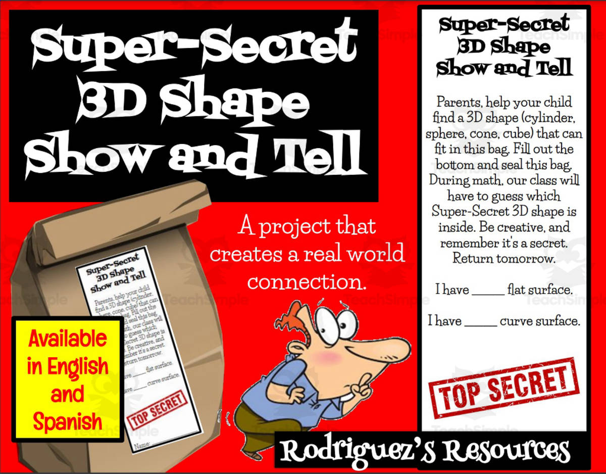 An educational teaching resource from Rodriguez's Resources entitled 3D Shape - Show and Tell (English and Spanish) downloadable at Teach Simple.