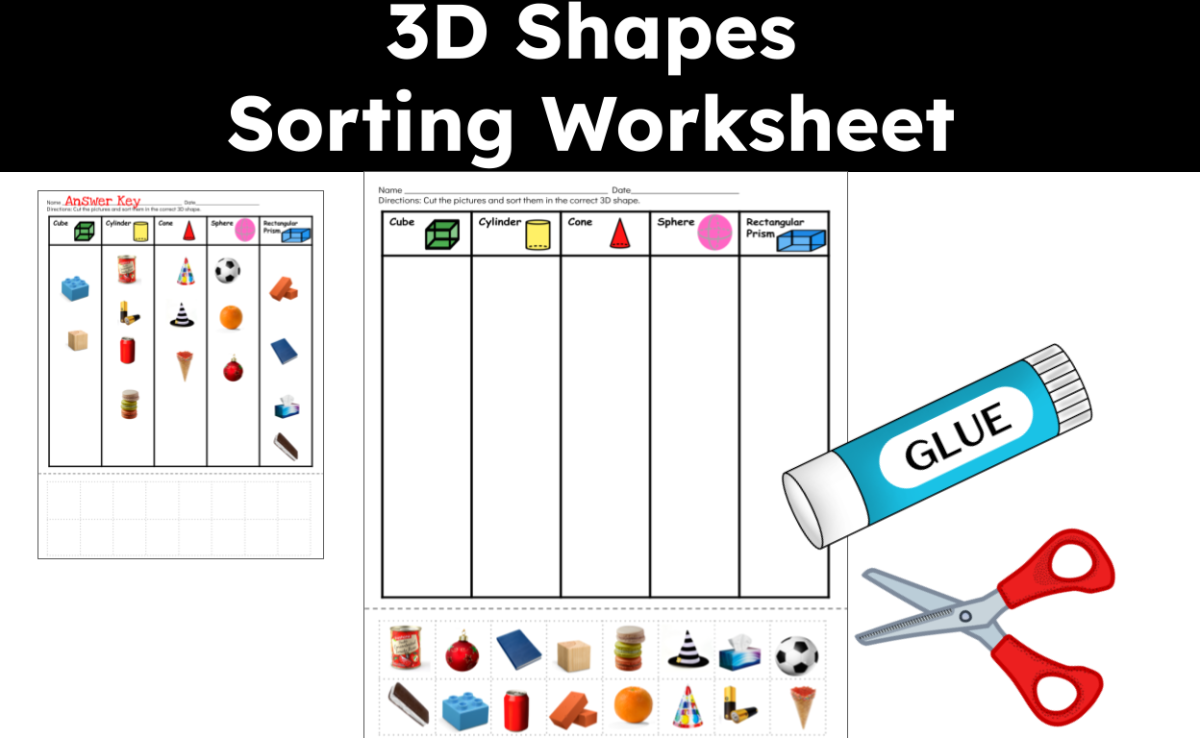 An educational teaching resource from CraftEdPrints entitled 3D Shapes Sorting Worksheet downloadable at Teach Simple.