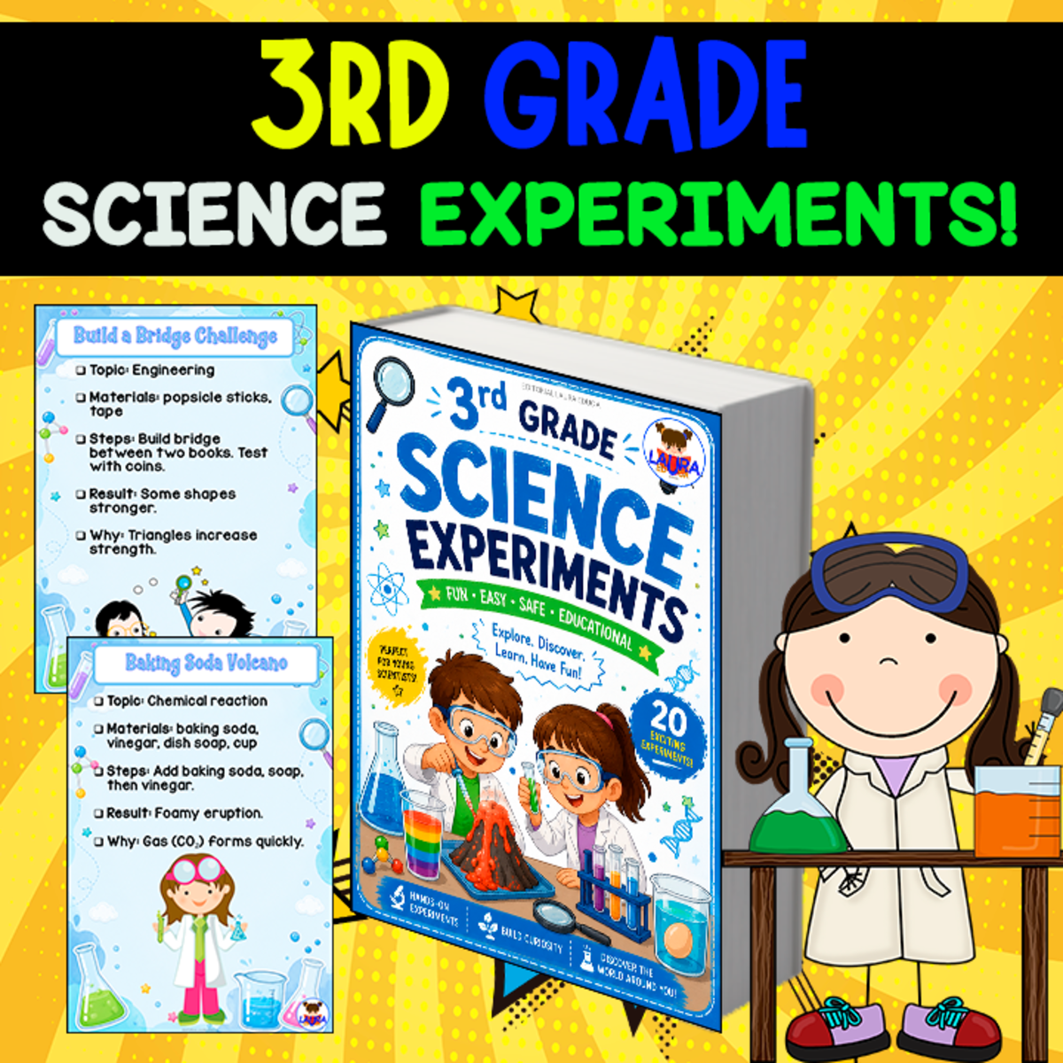 An educational teaching resource from EDITORIAL LAURA EDUCA entitled 3ER GRADE SCIENCE EXPERIMENTS | SUPER BOOK downloadable at Teach Simple.