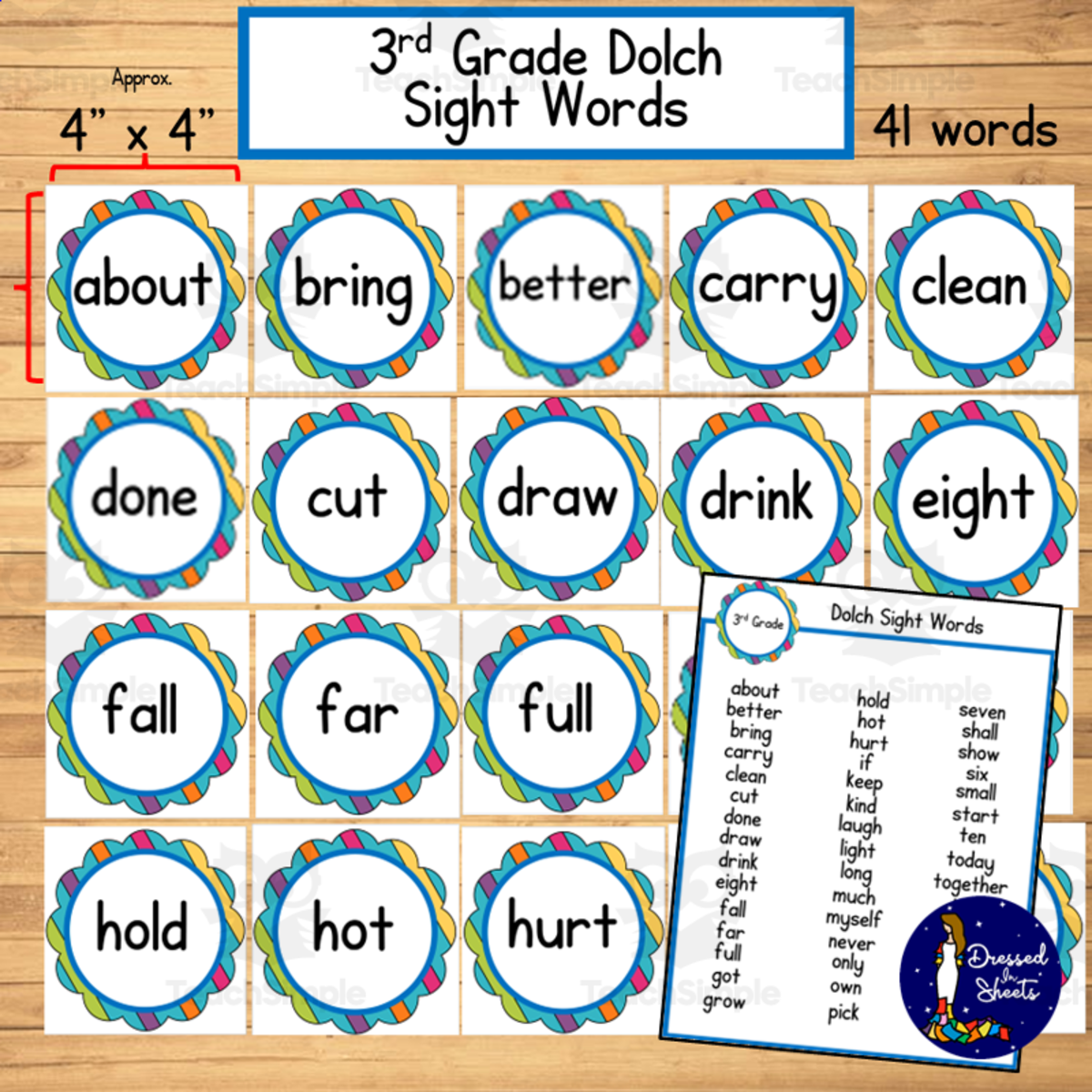 An educational teaching resource from Soumara Siddiqui entitled 3rd Grade Dolch Sight Words Word Wall downloadable at Teach Simple.