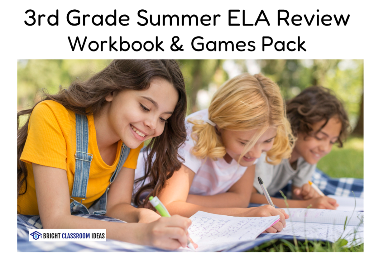 An educational teaching resource from Bright Classroom Ideas Marketplace entitled 3rd Grade Summer ELA Review Workbook & Games Pack downloadable at Teach Simple.