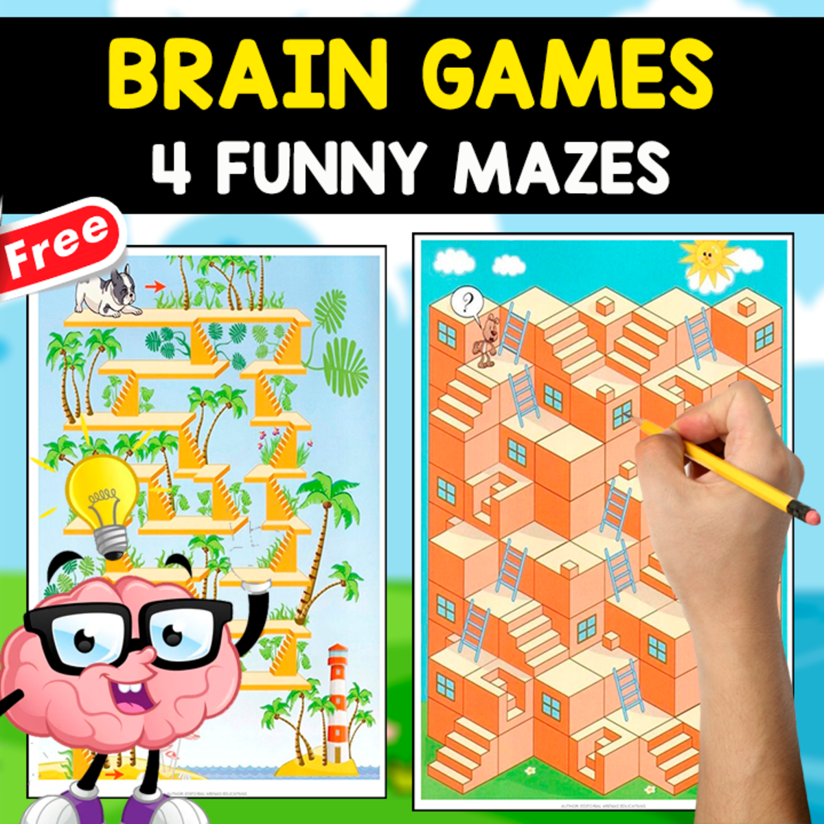 An educational teaching resource from EDITORIAL LAURA EDUCA entitled 4 FUNNY MAZES | FANTASTIC BRAIN GAMES downloadable at Teach Simple.