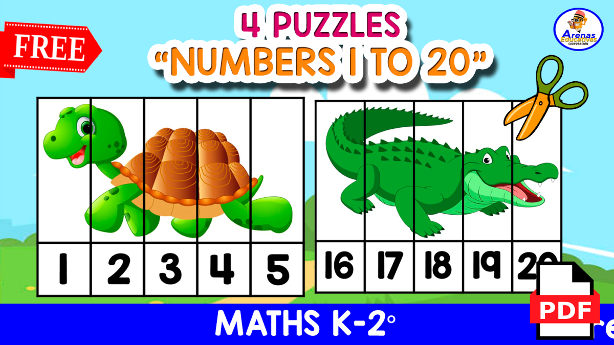 An educational teaching resource from EDITORIAL LAURA EDUCA entitled 4 NUMBERS PUZZLES | Numbers 1 to 20 downloadable at Teach Simple.