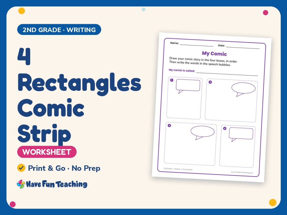 4 Rectangles Comic Strip Worksheet – 2nd Grade Comic Strips Practice preview