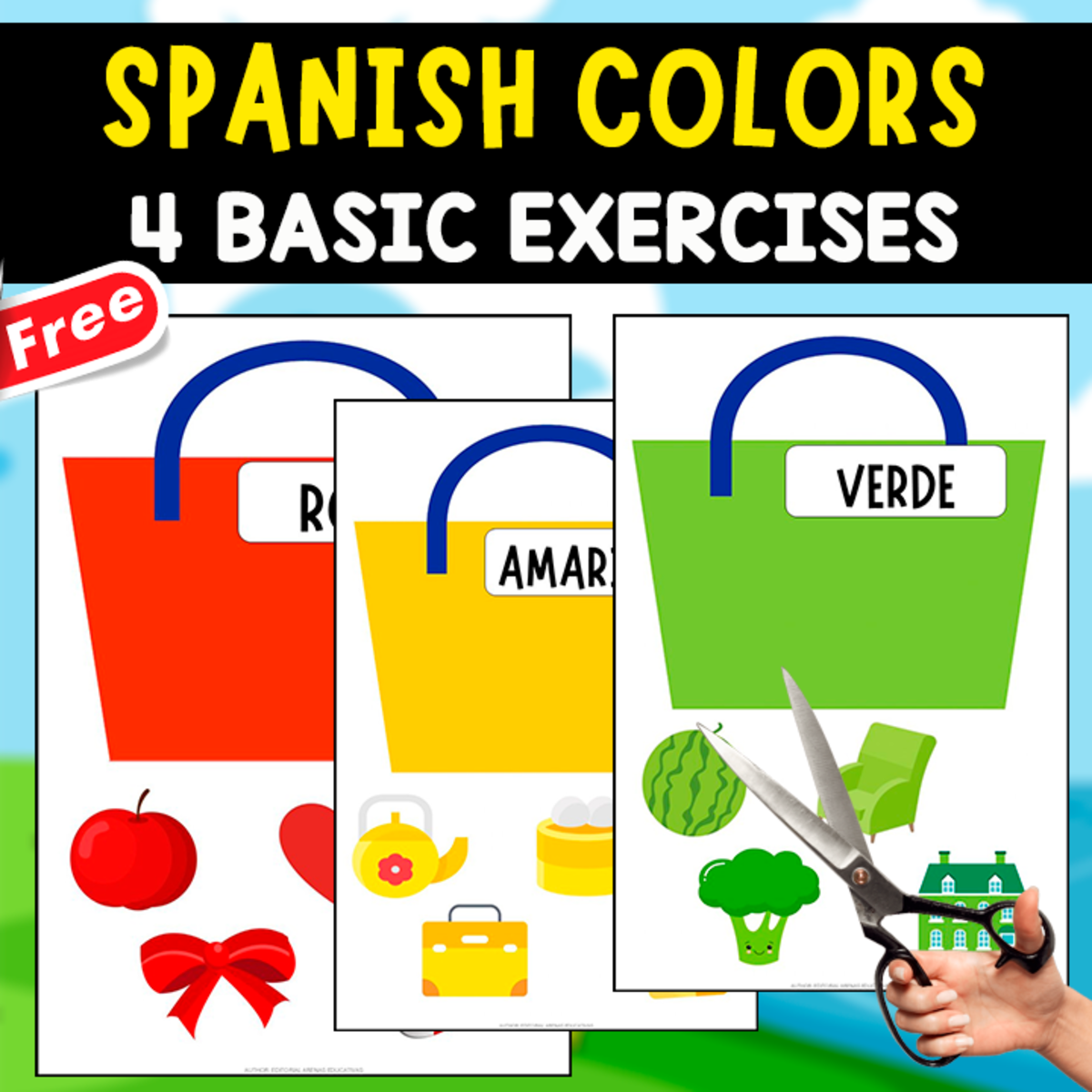 An educational teaching resource from EDITORIAL LAURA EDUCA entitled 4 SPANISH COLORS | CUT-OUT ACTIVITY downloadable at Teach Simple.